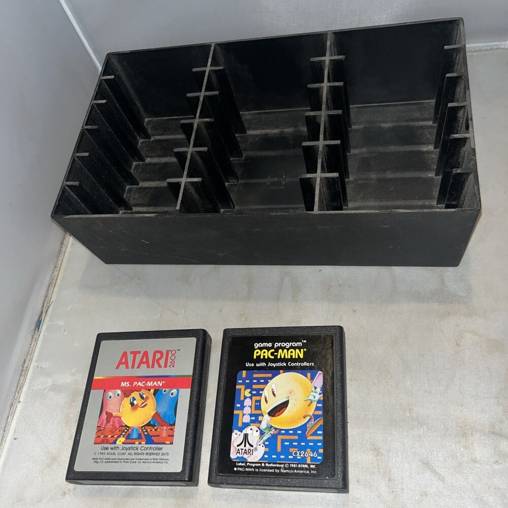 PAC Man And Ms. Pac-Man (Atari 2600, 1982) PAC Man and Cartridge Storage Case